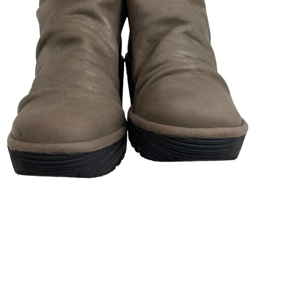 Fly London "Yip" Grey Janeda Ranch Wedge Bootie Women's Size 39/US 8-8.5 - Picture 6 of 11